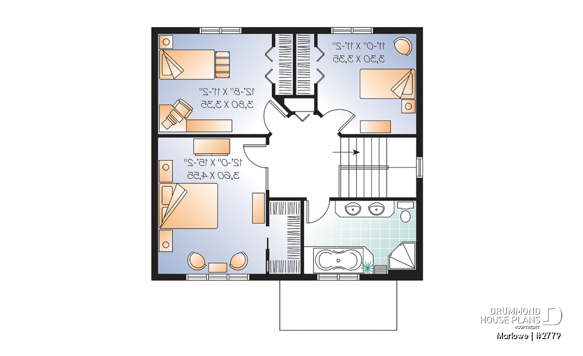 2nd level - American 2 storey, 3 bedroom with walk-in closet in master bedroom, kitchen with island and pantry, fireplace - Marlowe