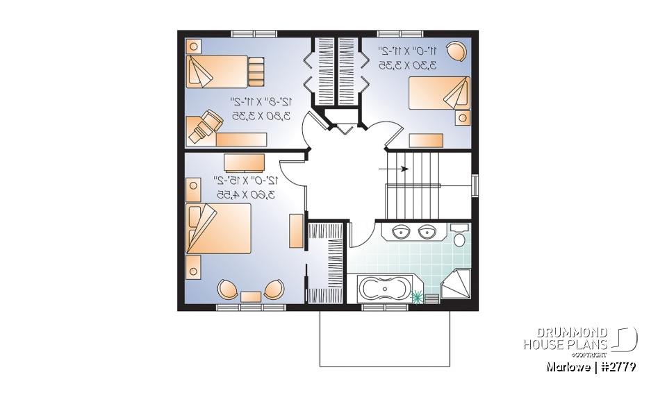 2nd level - American 2 storey, 3 bedroom with walk-in closet in master bedroom, kitchen with island and pantry, fireplace - Marlowe