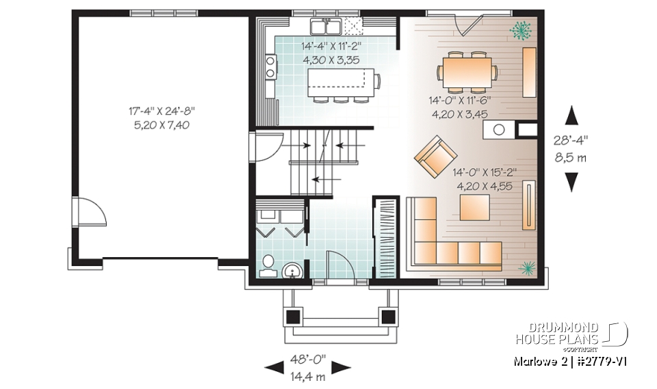 1st level - Inviting 2 storey affordable Craftsman home, 3 bedrooms, large kitchen island, open floor plan - Marlowe 2