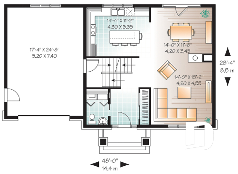 1st level - Inviting 2 storey affordable Craftsman home, 3 bedrooms, large kitchen island, open floor plan - Marlowe 2