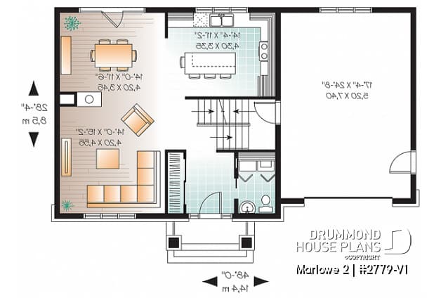 1st level - Inviting 2 storey affordable Craftsman home, 3 bedrooms, large kitchen island, open floor plan - Marlowe 2