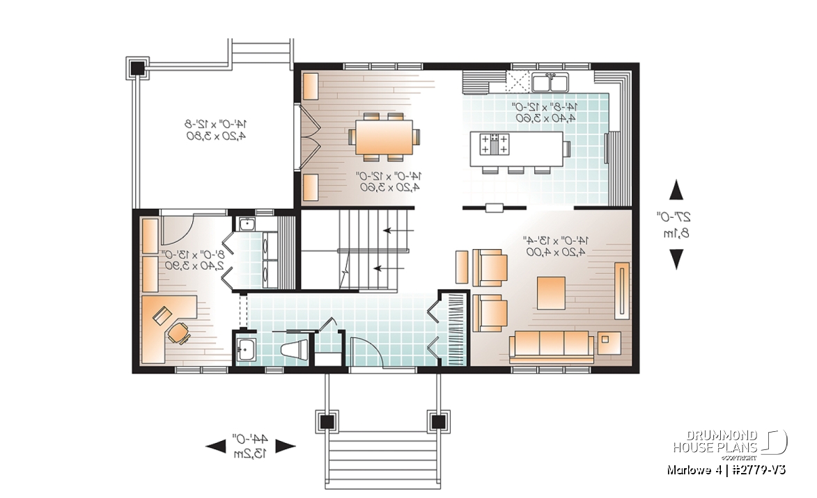 1st level - Craftsman style small home, 3 bedrooms, home office and large covered terrace - Marlowe 4