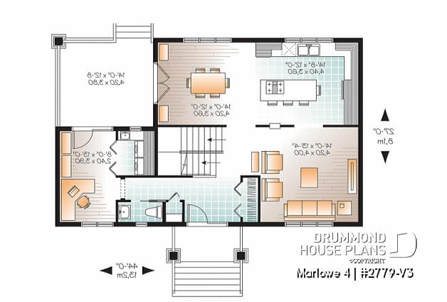 1st level - Craftsman style small home, 3 bedrooms, home office and large covered terrace - Marlowe 4