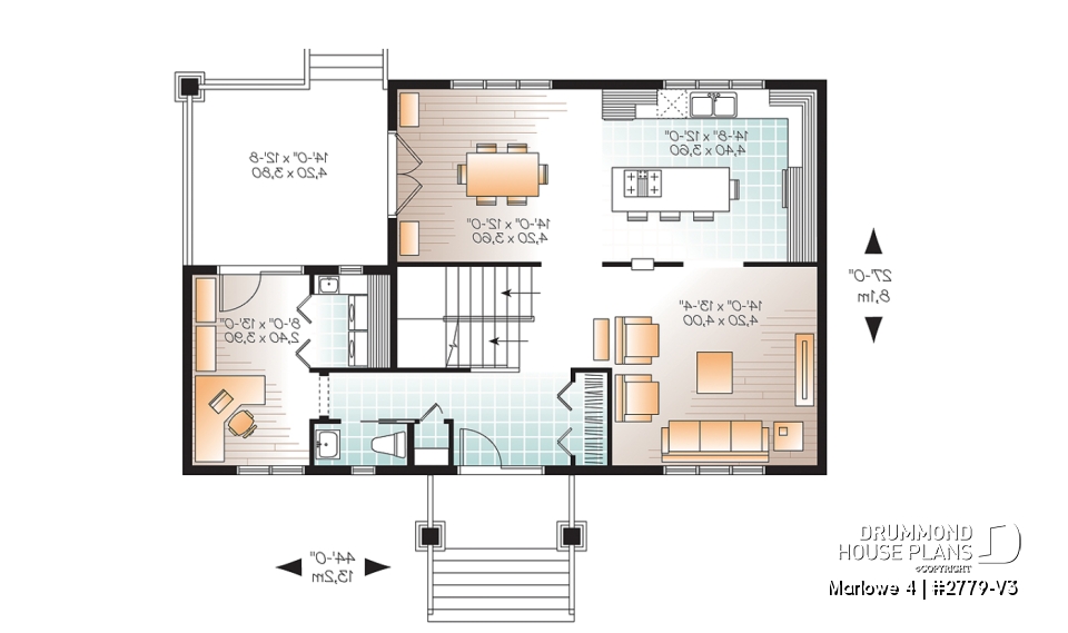 1st level - Craftsman style small home, 3 bedrooms, home office and large covered terrace - Marlowe 4