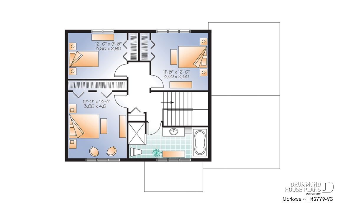 2nd level - Craftsman style small home, 3 bedrooms, home office and large covered terrace - Marlowe 4