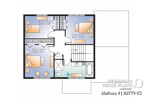 2nd level - Craftsman style small home, 3 bedrooms, home office and large covered terrace - Marlowe 4