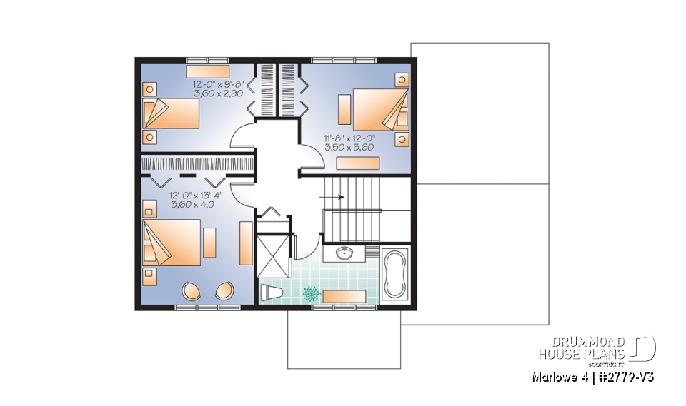 2nd level - Craftsman style small home, 3 bedrooms, home office and large covered terrace - Marlowe 4