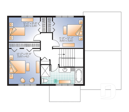 2nd level - Craftsman style small home, 3 bedrooms, home office and large covered terrace - Marlowe 4