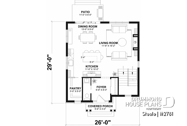 1st level - 3 bedroom traditional with open floor plan & kitchen island - Steele