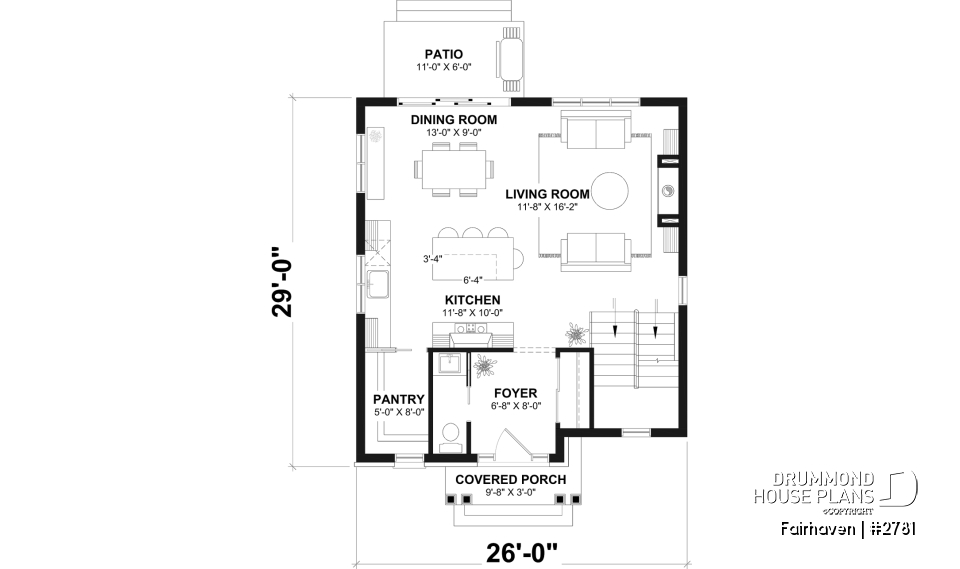 1st level - English Cottage style two-story house plan with optional finished basement. - Fairhaven