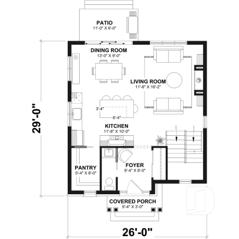 1st level - English Cottage style two-story house plan with optional finished basement. - Fairhaven