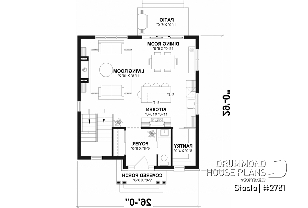 1st level - 3 bedroom traditional with open floor plan & kitchen island - Steele