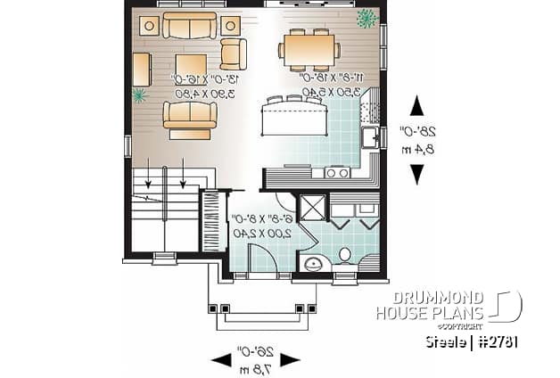 1st level - 3 bedroom traditional with open floor plan & kitchen island - Steele