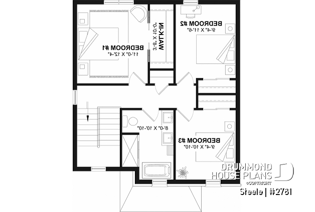 2nd level - 3 bedroom traditional with open floor plan & kitchen island - Steele