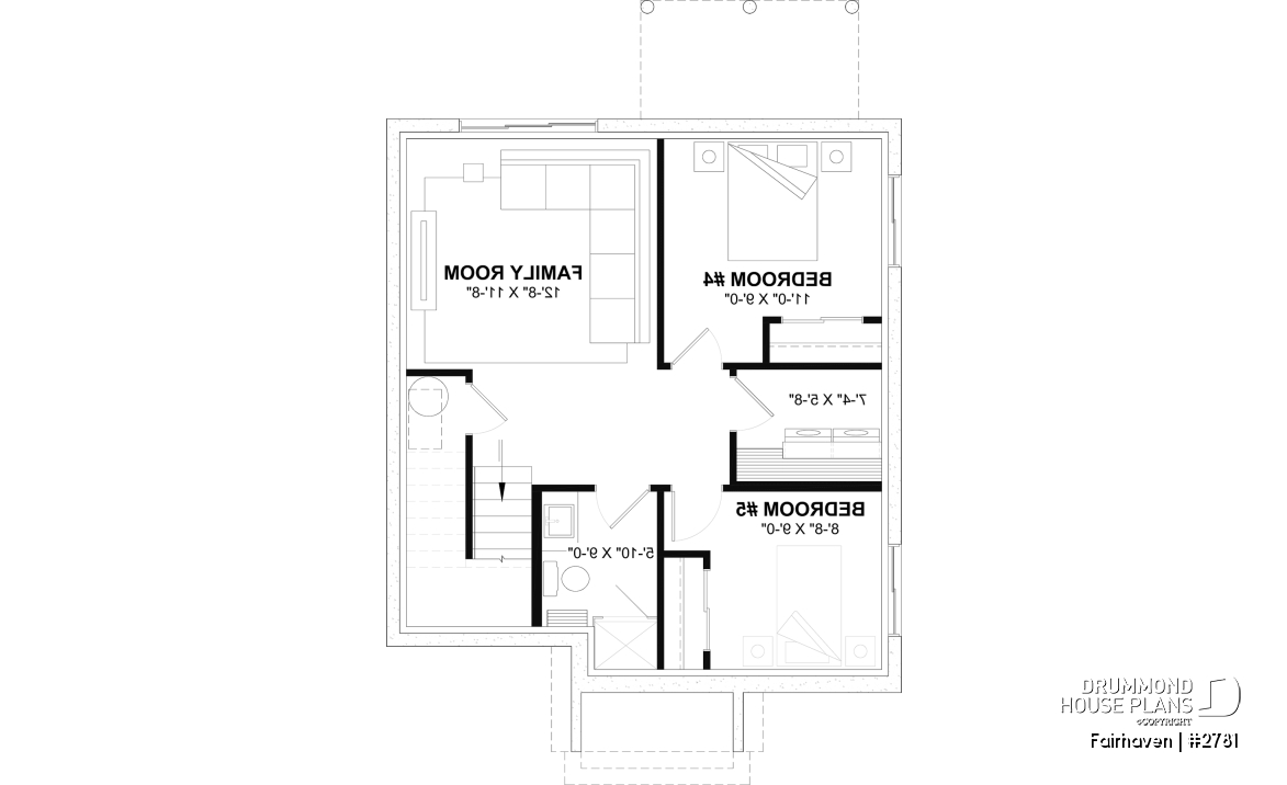 Finished basement (Optional $) - English Cottage style two-story house plan with optional finished basement. - Fairhaven