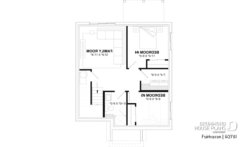 Finished basement (Optional $) - English Cottage style two-story house plan with optional finished basement. - Fairhaven