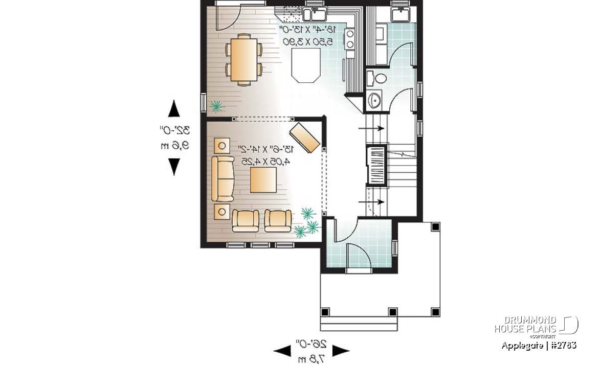 1st level - Budget friendly house plan, 2 storey country style, 3 large bedrooms, laundry room on first floor - Applegate