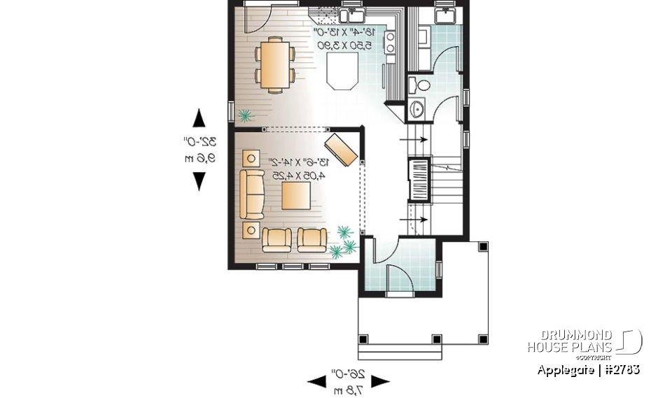 1st level - Budget friendly house plan, 2 storey country style, 3 large bedrooms, laundry room on first floor - Applegate