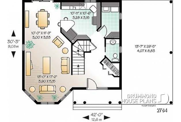 nakoming Pebish gemakkelijk House plan 3 bedrooms, 1.5 bathrooms, garage, 2784 | Drummond House Plans
