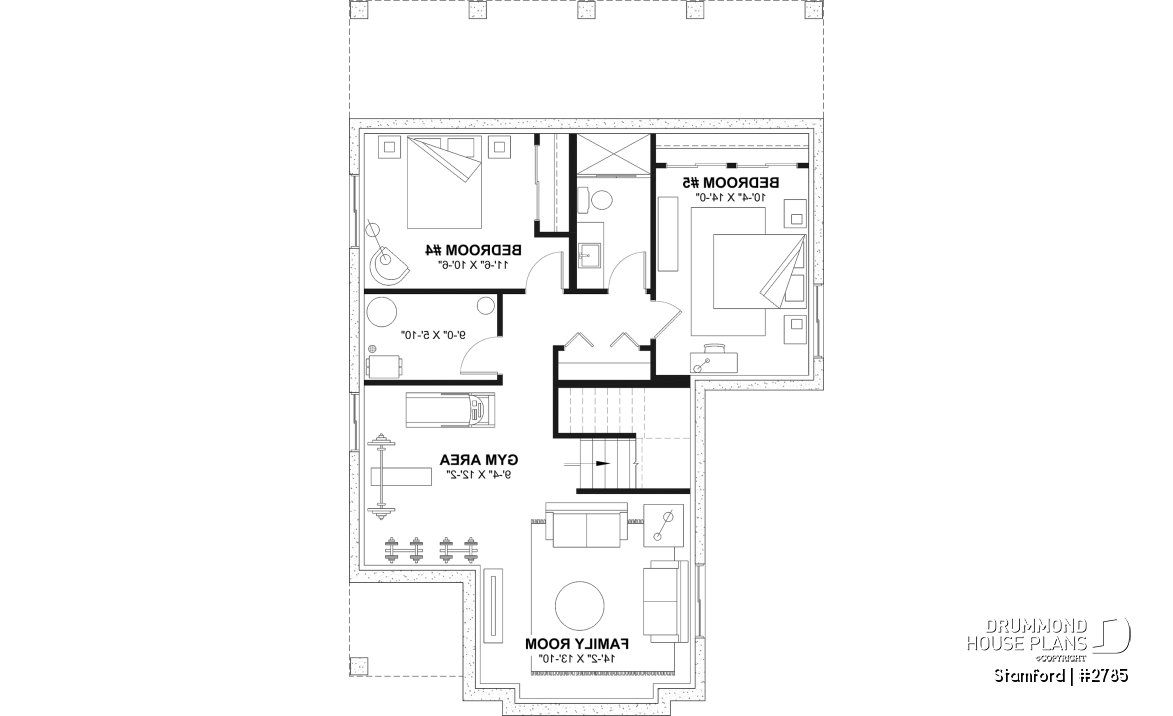 Finished basement - Narrow Lot House Plan – 3 to 5 Bedrooms, Optional Finished Basement ($), Large Covered Terrace - Stamford