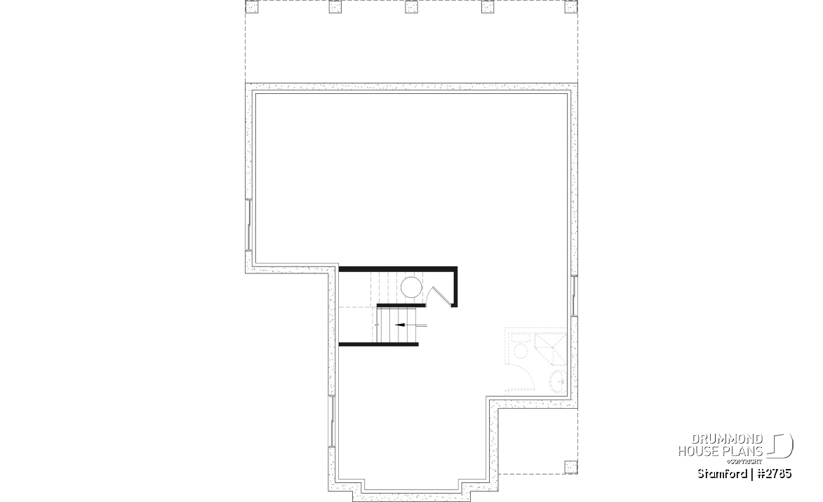Unfinished basement - Narrow Lot House Plan – 3 to 5 Bedrooms, Optional Finished Basement ($), Large Covered Terrace - Stamford