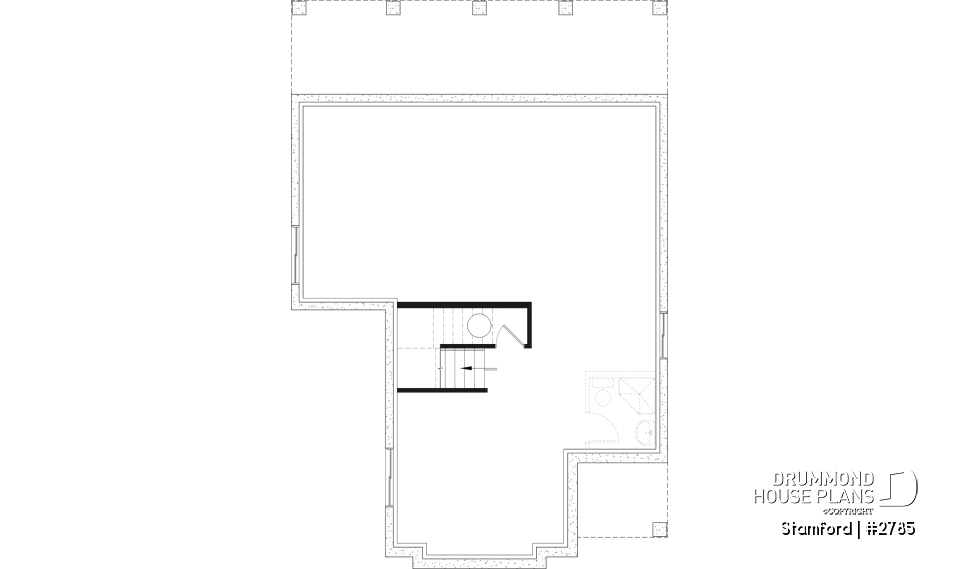 Unfinished basement - Narrow Lot House Plan – 3 to 5 Bedrooms, Optional Finished Basement ($), Large Covered Terrace - Stamford