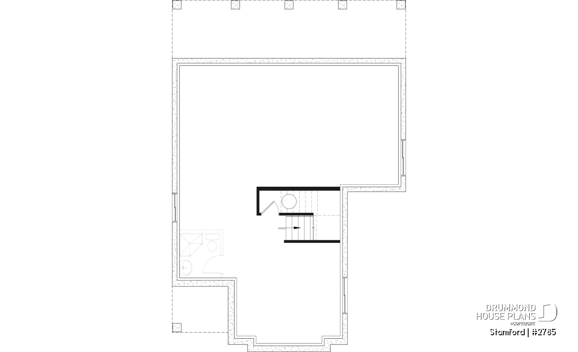 Unfinished basement - Narrow Lot House Plan – 3 to 5 Bedrooms, Optional Finished Basement ($), Large Covered Terrace - Stamford