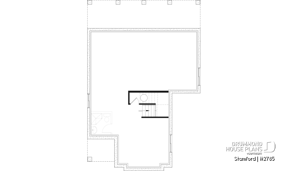 Unfinished basement - Narrow Lot House Plan – 3 to 5 Bedrooms, Optional Finished Basement ($), Large Covered Terrace - Stamford