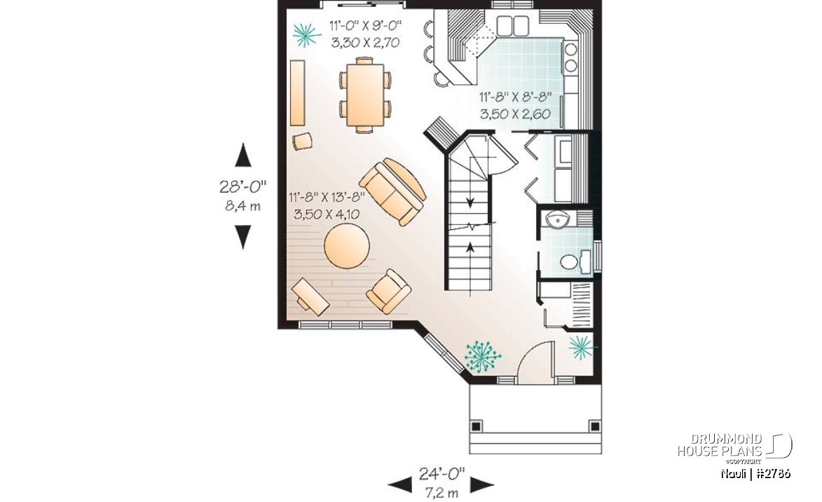 1st level - 3 bedroom affordable house plan with open floor plan concept - Nauli