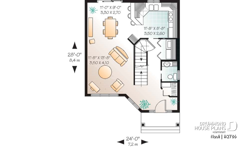 1st level - 3 bedroom affordable house plan with open floor plan concept - Nauli