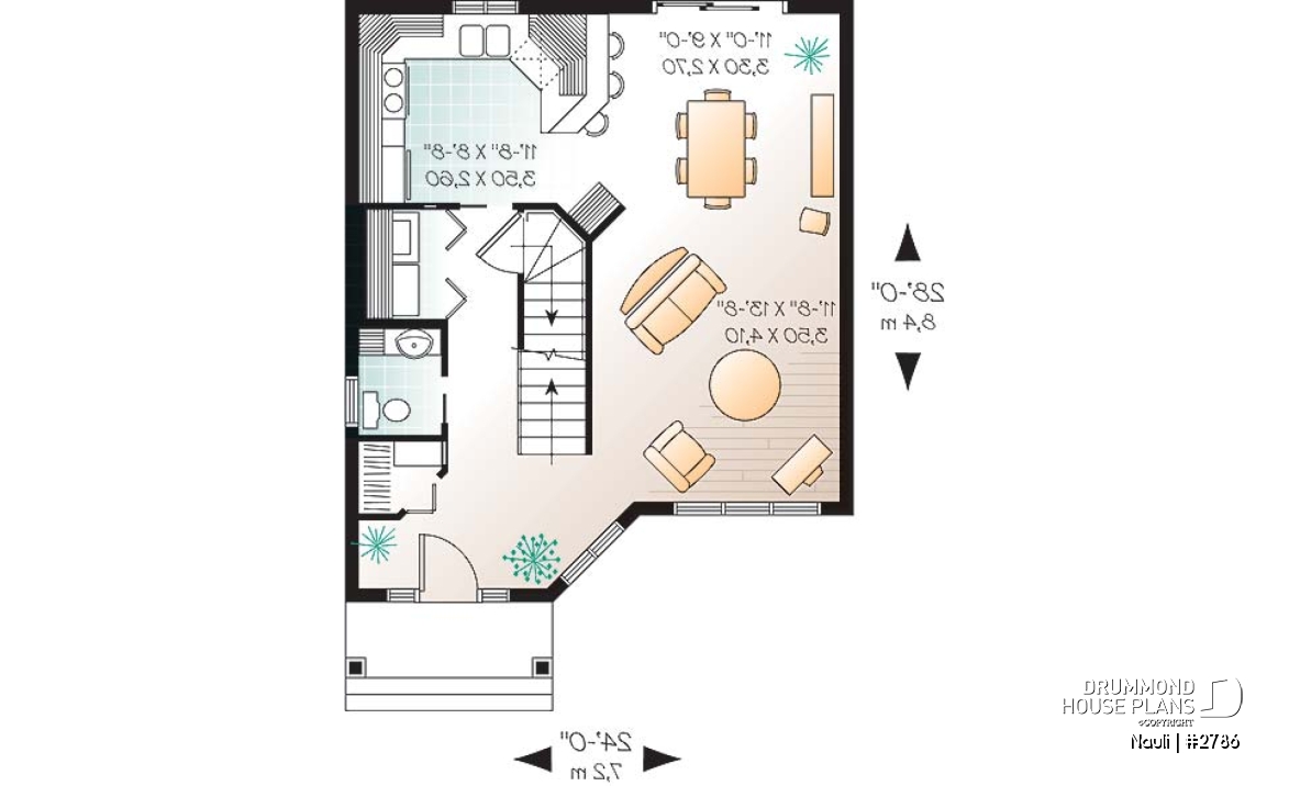1st level - 3 bedroom affordable house plan with open floor plan concept - Nauli
