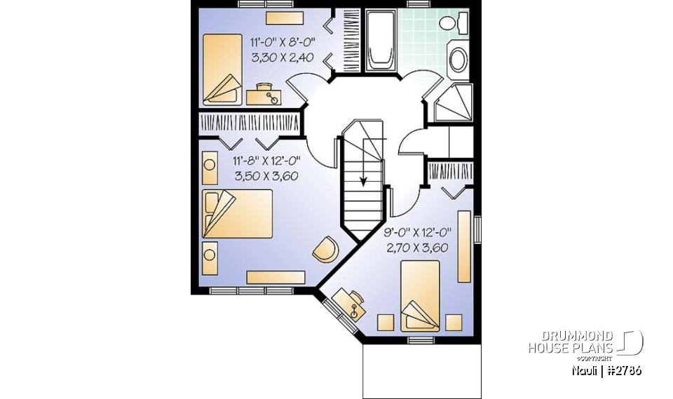 2nd level - 3 bedroom affordable house plan with open floor plan concept - Nauli