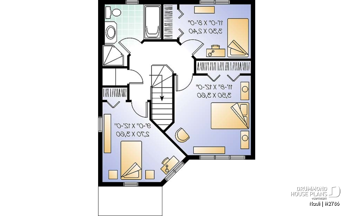 2nd level - 3 bedroom affordable house plan with open floor plan concept - Nauli