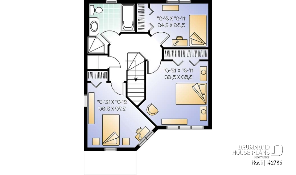2nd level - 3 bedroom affordable house plan with open floor plan concept - Nauli