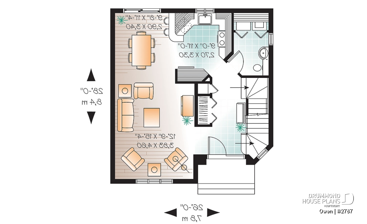 1st level - Economical Traditional house plan with 3 bedrooms, laundry room on main floor, open floor plan concept - Owen