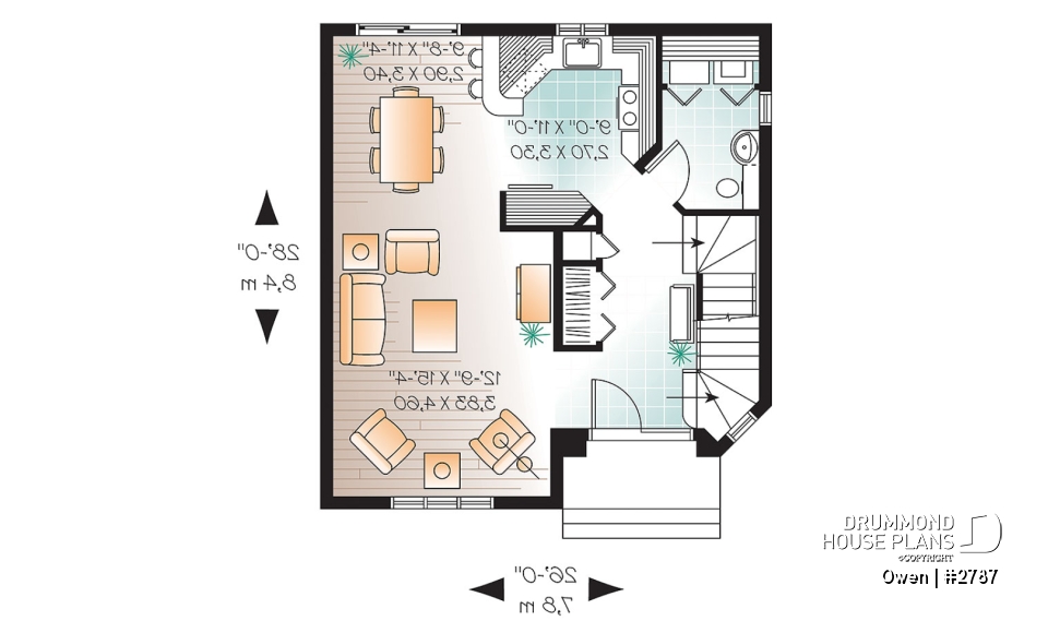 1st level - Economical Traditional house plan with 3 bedrooms, laundry room on main floor, open floor plan concept - Owen