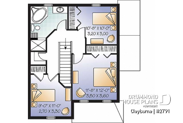 2nd level - 3 bedroom country house plan with good size kitchen and ample storage space - Cleyburne