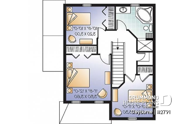 2nd level - 3 bedroom country house plan with good size kitchen and ample storage space - Cleyburne