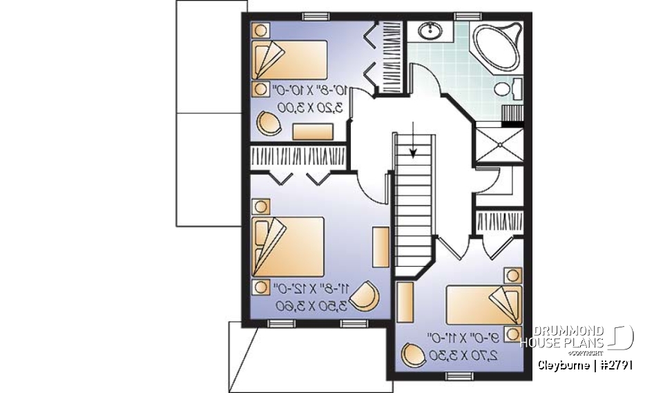 2nd level - 3 bedroom country house plan with good size kitchen and ample storage space - Cleyburne