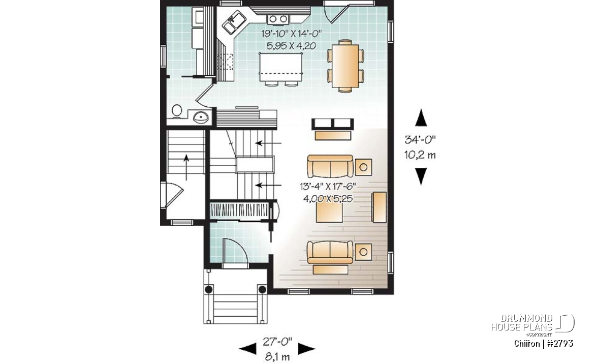 1st level - Charming 3 bedroom, 2 storey home plan, laundry room on main floor, unfinished daylight basement - Chilton