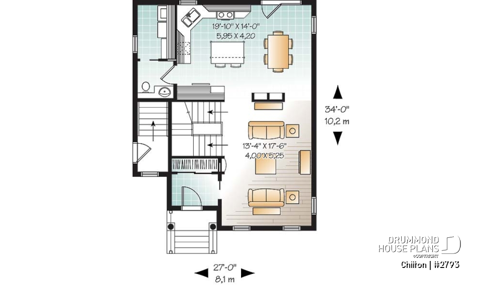 1st level - Charming 3 bedroom, 2 storey home plan, laundry room on main floor, unfinished daylight basement - Chilton