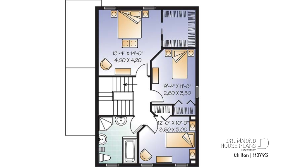 2nd level - Charming 3 bedroom, 2 storey home plan, laundry room on main floor, unfinished daylight basement - Chilton
