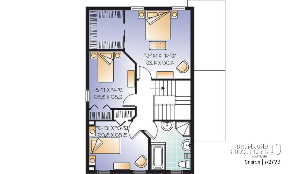 2nd level - Charming 3 bedroom, 2 storey home plan, laundry room on main floor, unfinished daylight basement - Chilton