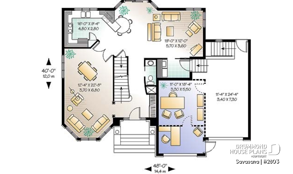 1st level - Spacious victorian inspired house plan with large master suite - Savasana