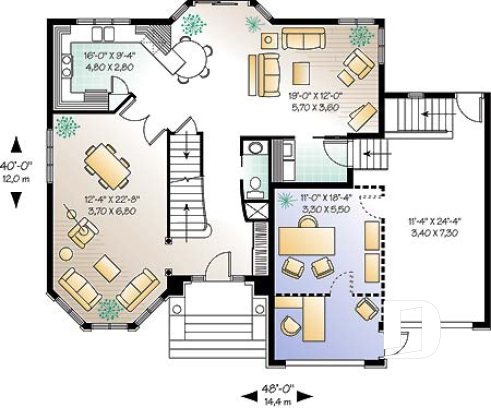 1st level - Spacious victorian inspired house plan with large master suite - Savasana