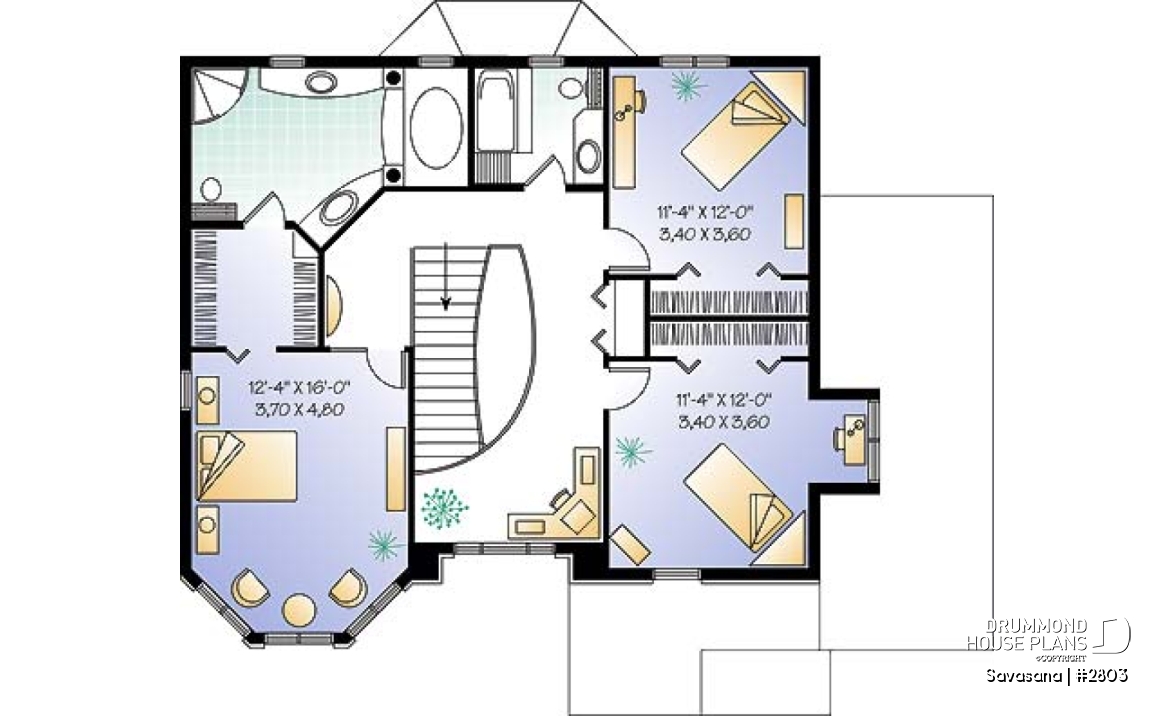 2nd level - Spacious victorian inspired house plan with large master suite - Savasana