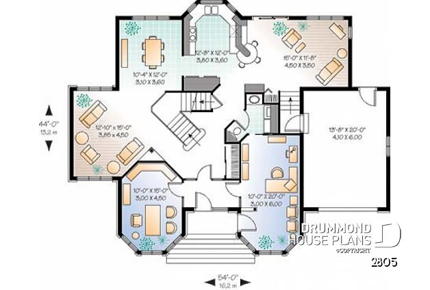 1st level - Stylish 3+ bedroom house plan, family and living rooms, 2 home offices, laundry room on main, master suite - Gironde