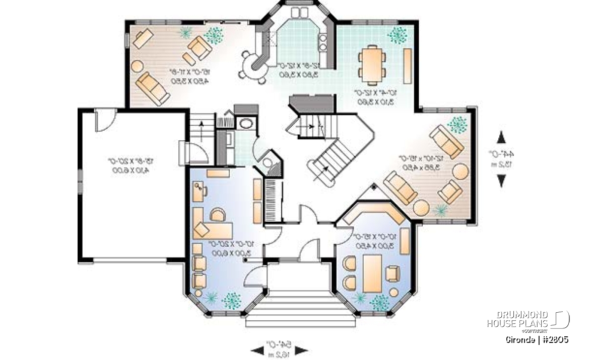1st level - Stylish 3+ bedroom house plan, family and living rooms, 2 home offices, laundry room on main, master suite - Gironde