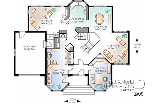 1st level - Stylish 3+ bedroom house plan, family and living rooms, 2 home offices, laundry room on main, master suite - Gironde