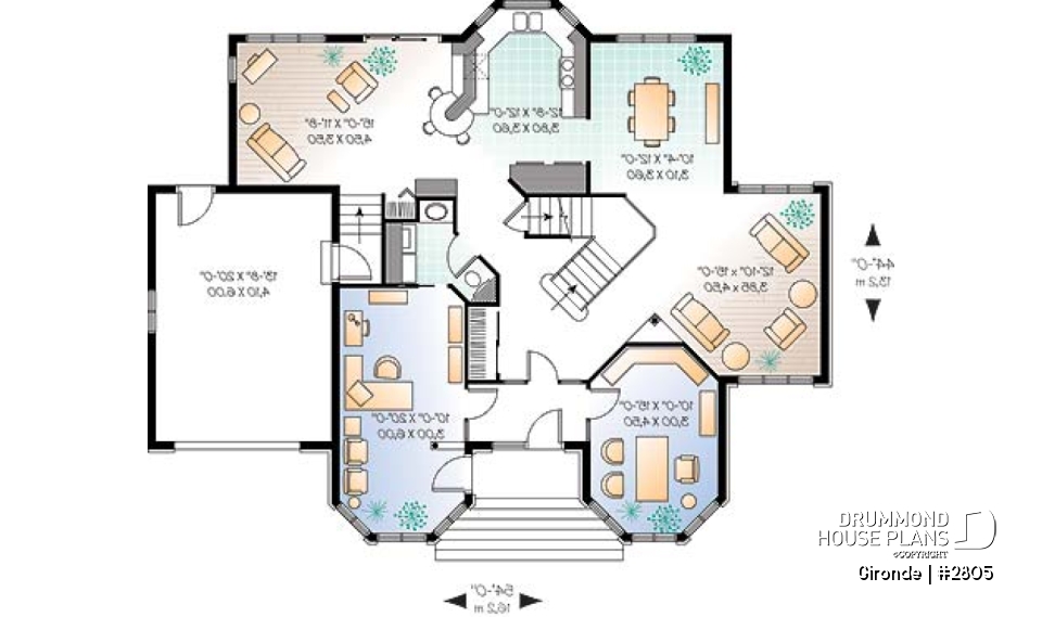 1st level - Stylish 3+ bedroom house plan, family and living rooms, 2 home offices, laundry room on main, master suite - Gironde
